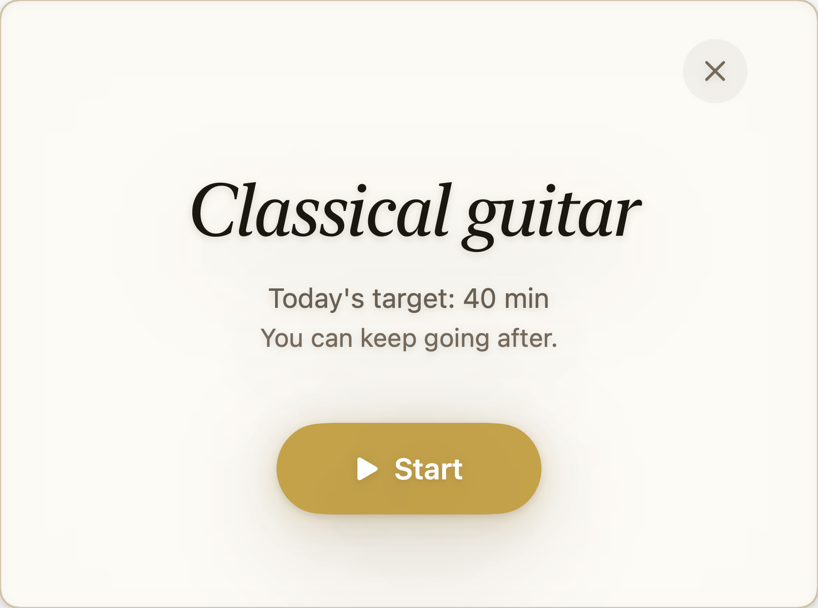 Starting an evening practice.